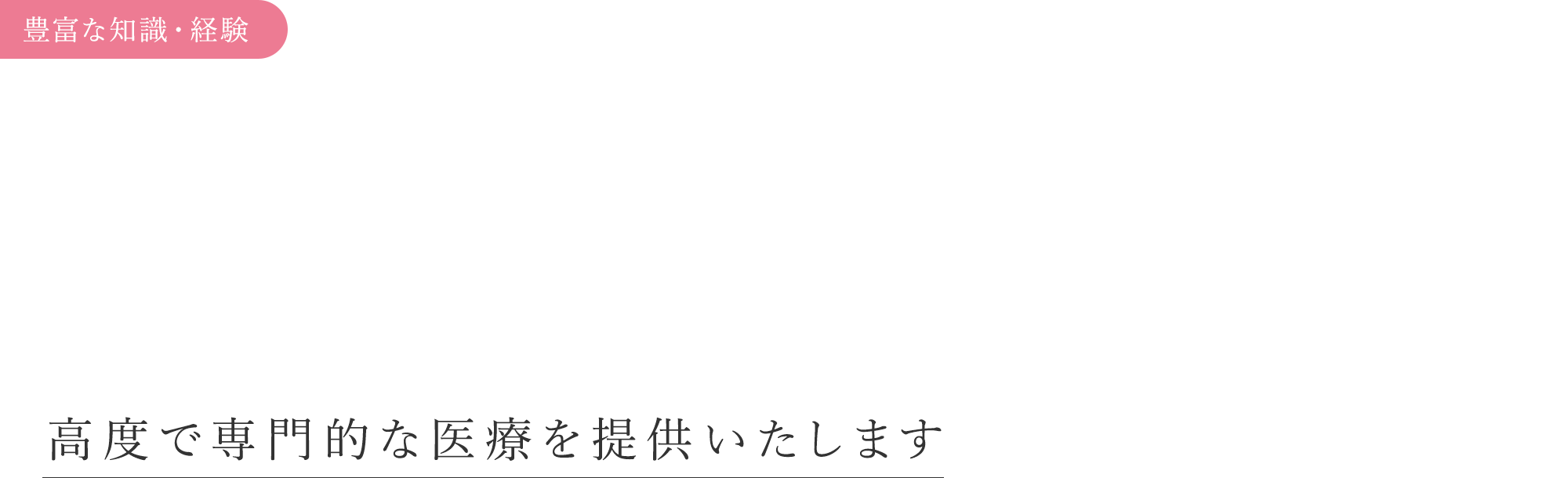 豊富な知識・経験　最新鋭の設備導入　高度で専門的な医療を提供いたします